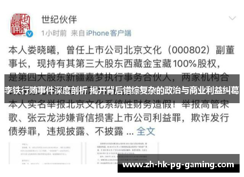 李铁行贿事件深度剖析 揭开背后错综复杂的政治与商业利益纠葛