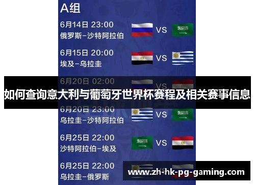 如何查询意大利与葡萄牙世界杯赛程及相关赛事信息