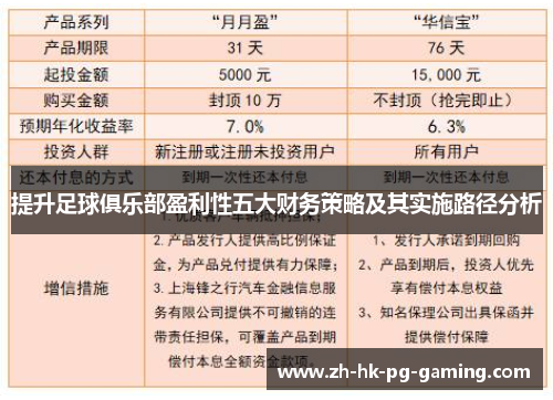提升足球俱乐部盈利性五大财务策略及其实施路径分析 提升足球俱乐部盈利性五大财务策略及其实施路径分析